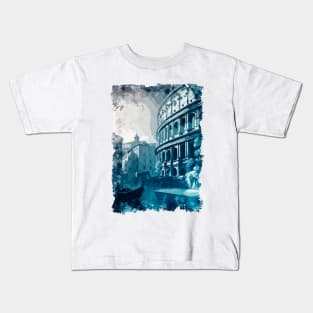 Colosseum Rome Italy Vintage Abstract Travel Art Style Kids T-Shirt